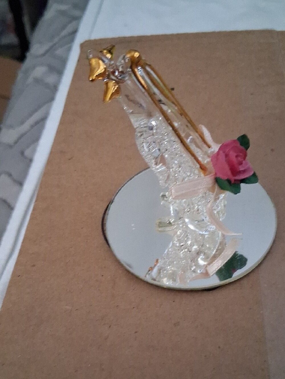 Crystal Teardrop Ornament with Pink Rose Accent - Picture 4 of 6